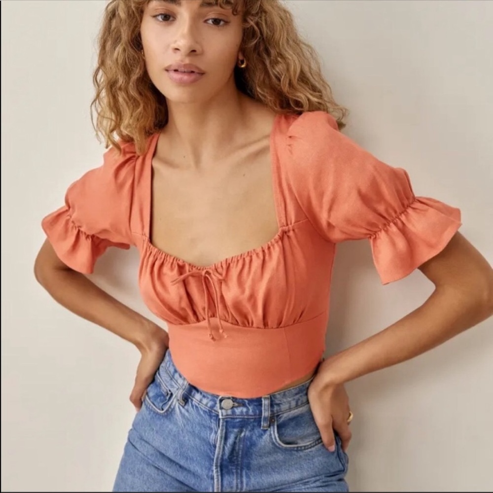 Reformation Montague Top in Salmon Size 0